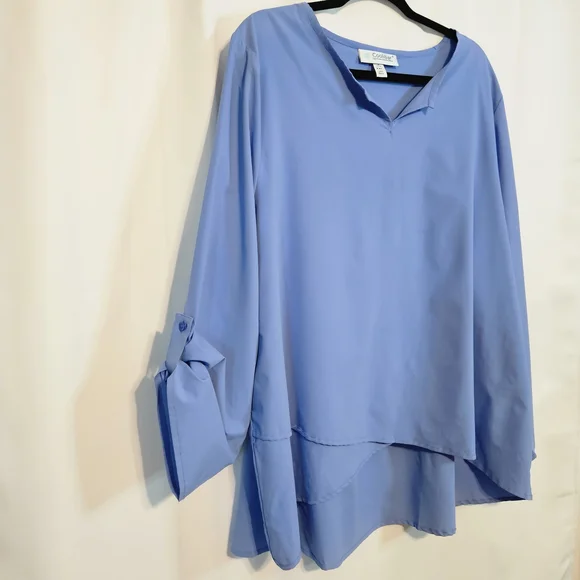 Coolibar Sky Blue Asymmetrical Tunic Top UPF50 Spring Summer Resort Vacation - Picture 3 of 15